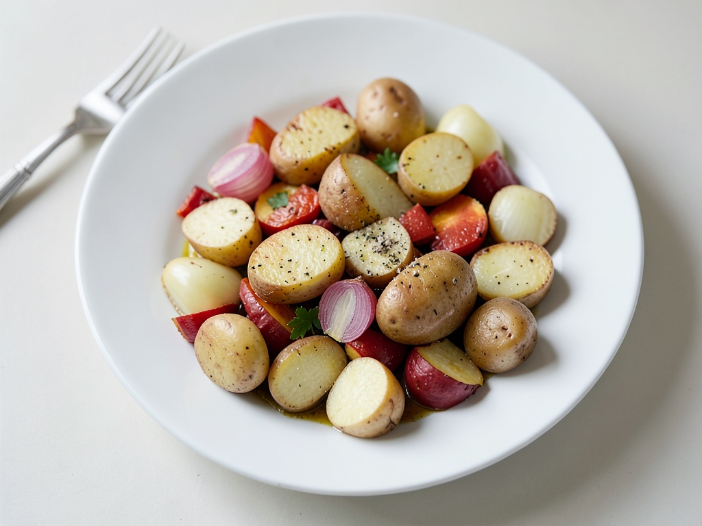 Pommes de terre croustillantes aux légumes colorés