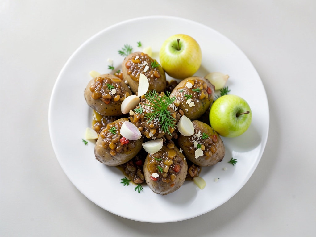 Knödel in bruna burro con crauti cremosi alla mela e croccante di erba cipollina