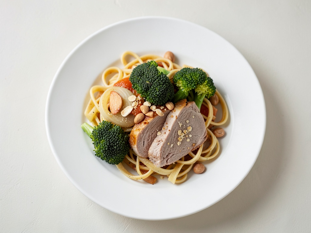 Pollo con tagliatelle di farro e broccoli in salsa cremosa