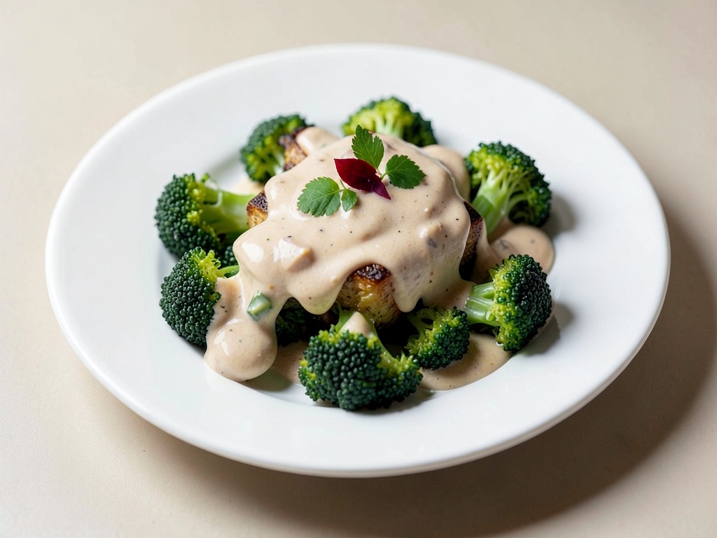 Insalata di broccoli arrostiti con condimento cremoso all'arachide