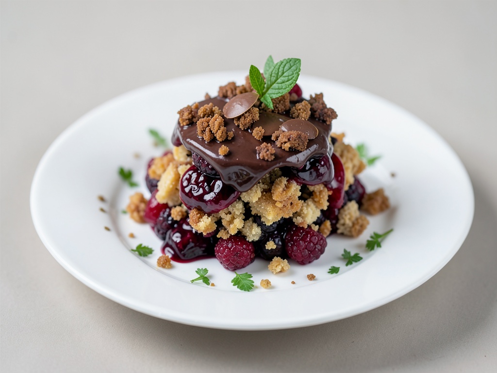 Knuspriges Brombeer-Apple Crumble mit Schoko-Topping