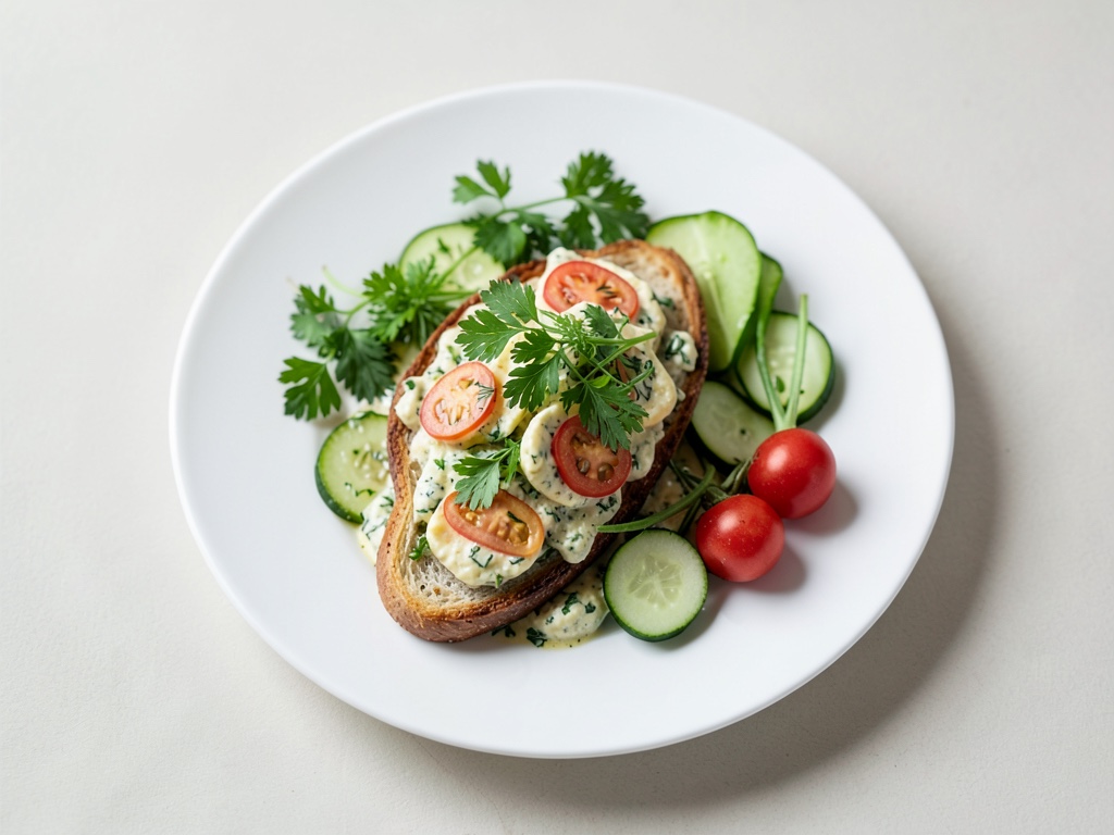 Pan con ensalada de huevo y perejil