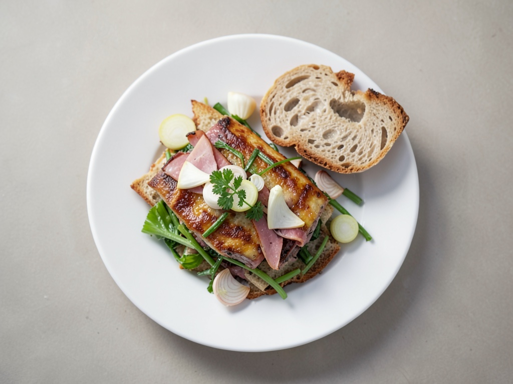 Gratin croccante di porro, prosciutto e formaggio