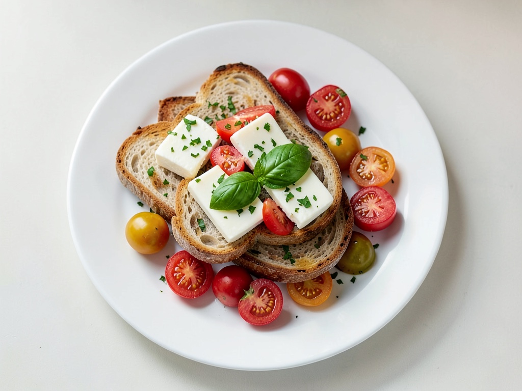 Tostitos estilo Caprese con mozzarella, tomates y albahaca