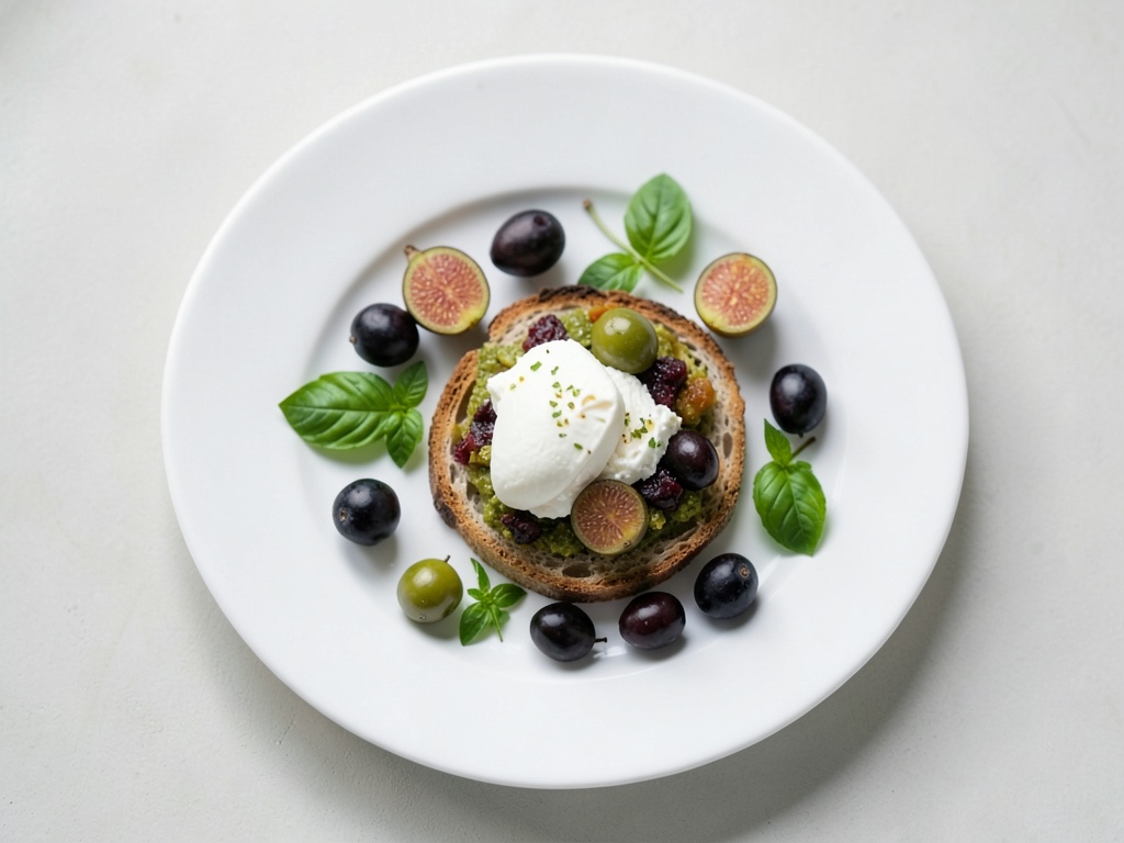 Bruschetta di fico e mozzarella con olive