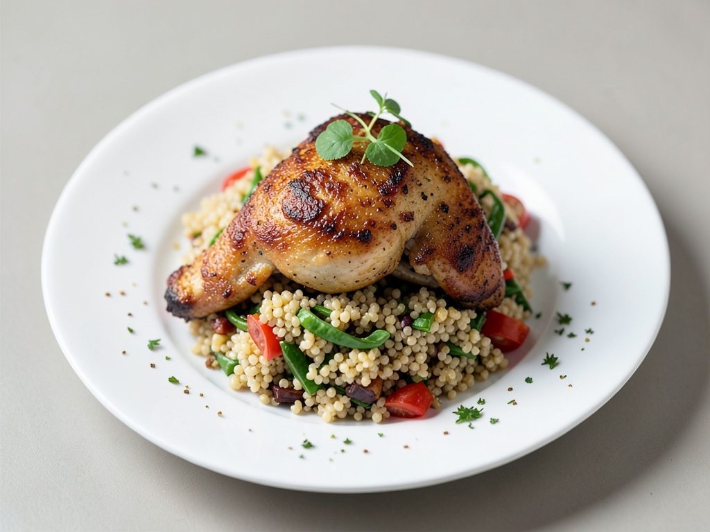 Knuspriges Hähnchen auf Bulgursalat