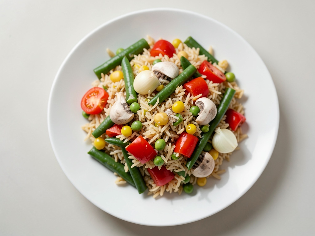 Riso misto con verdure, peperoni, funghi e fagioli