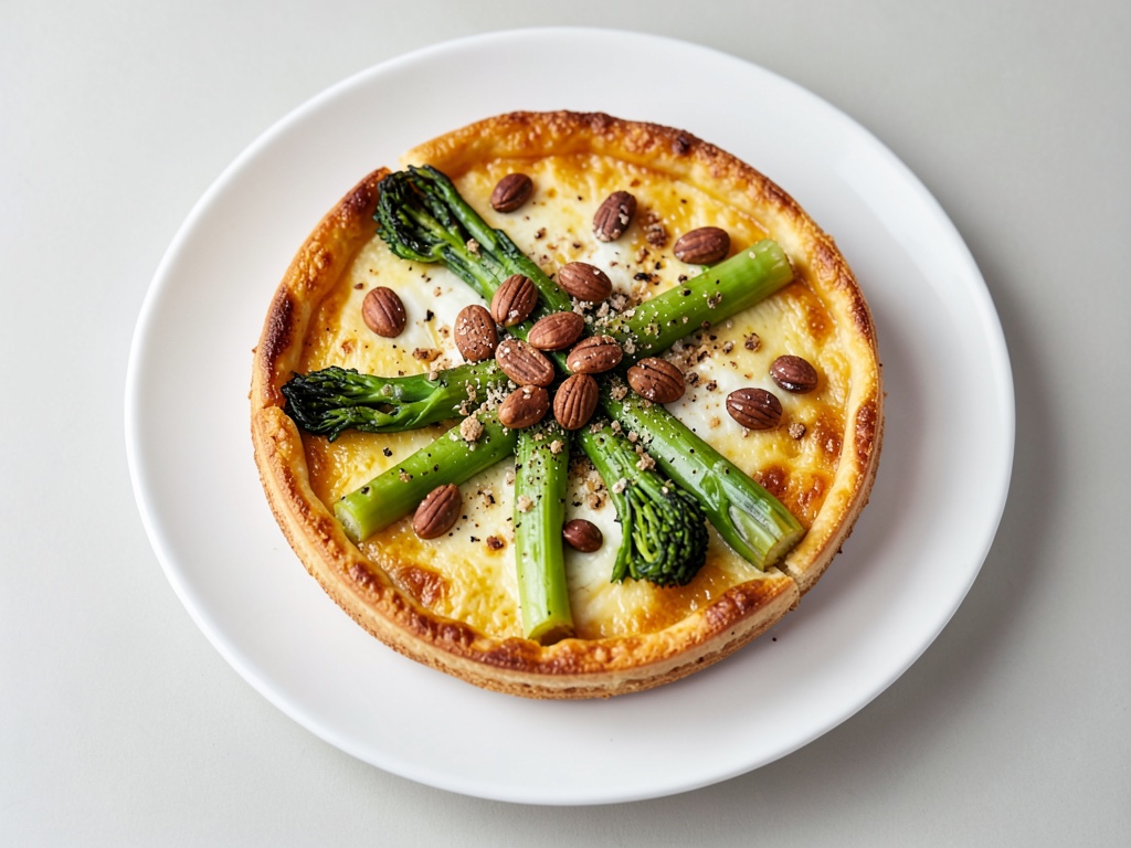 Quiche colorata con asparagi e crema alle erbe
