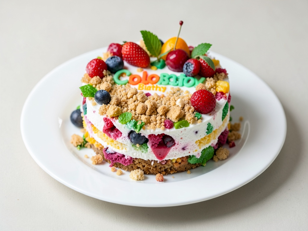 Torta di compleanno colorata con granella