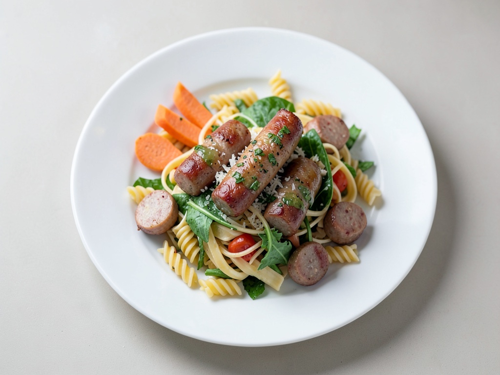 Bunter Nudelsalat mit Wiener Würstchen