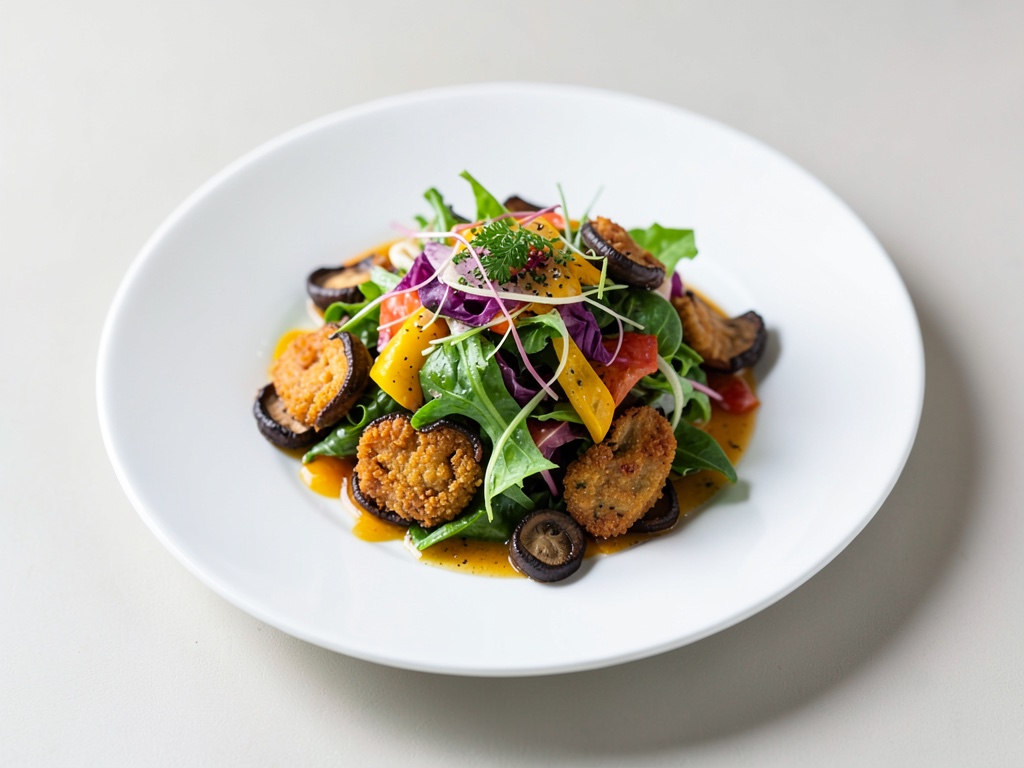 Insalata colorata con funghi chanterelle saltati