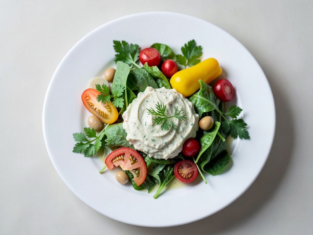 Insalata colorata con crema di prezzemolo