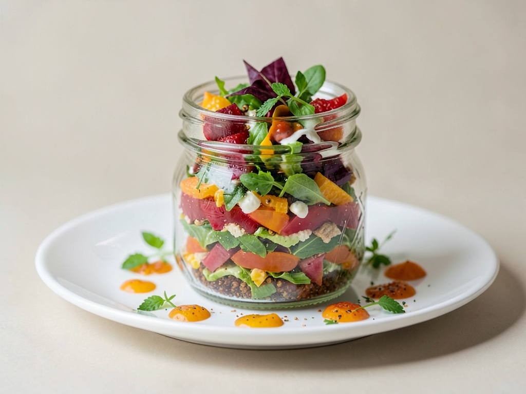 Ensalada de capas colorida en vaso
