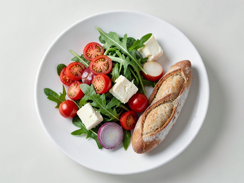 Insalata di pomodori colorati con cubetti di Camembert