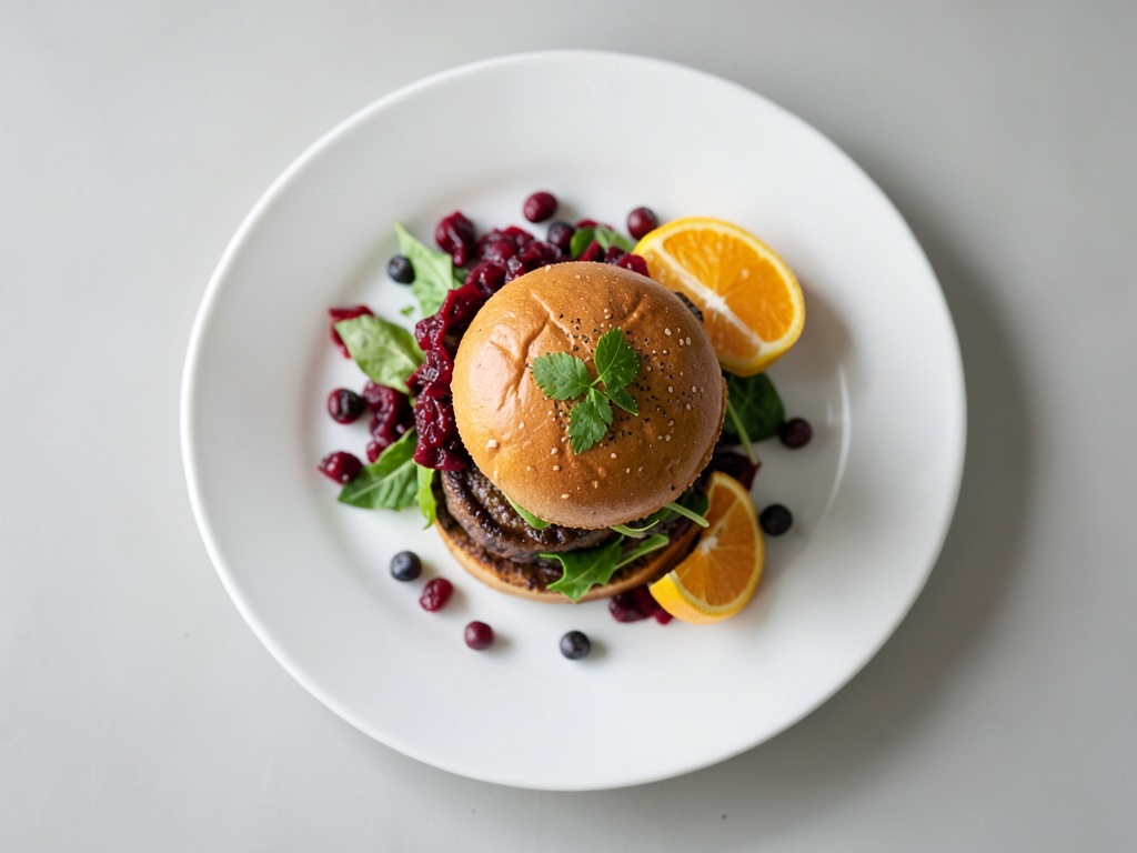 Burger con insalata di cavolo rosso e arancia