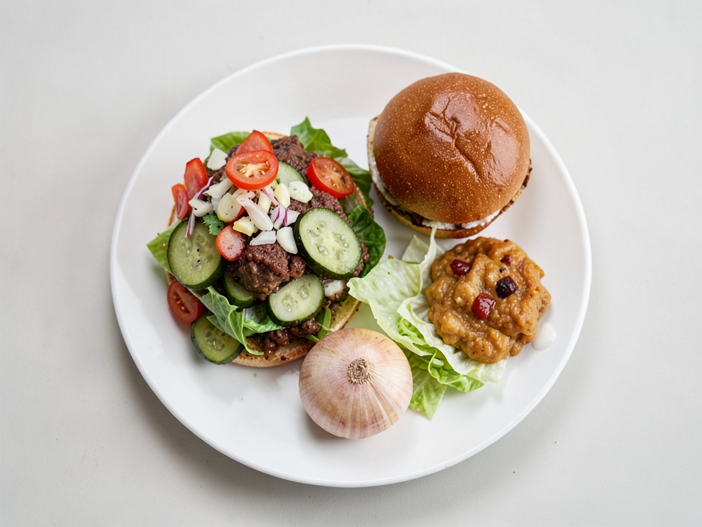 Insalata da burger con cubetti di panino