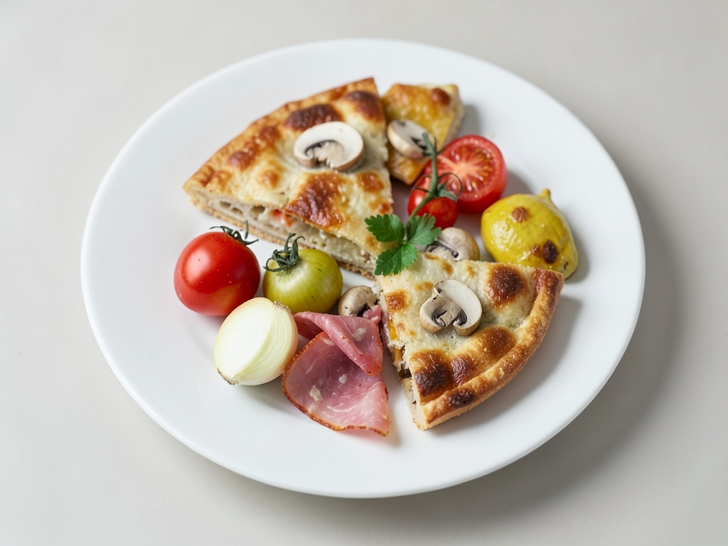 Calzone crujiente con champiñones y jamón