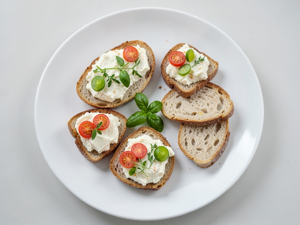 Canapés salati con dip di formaggio fresco e ravanelli