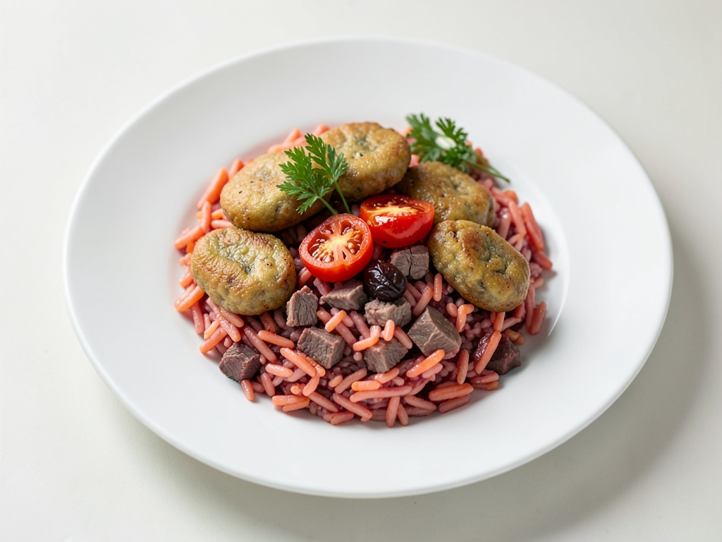 Cevapcici crujientes con arroz aromático de tomate
