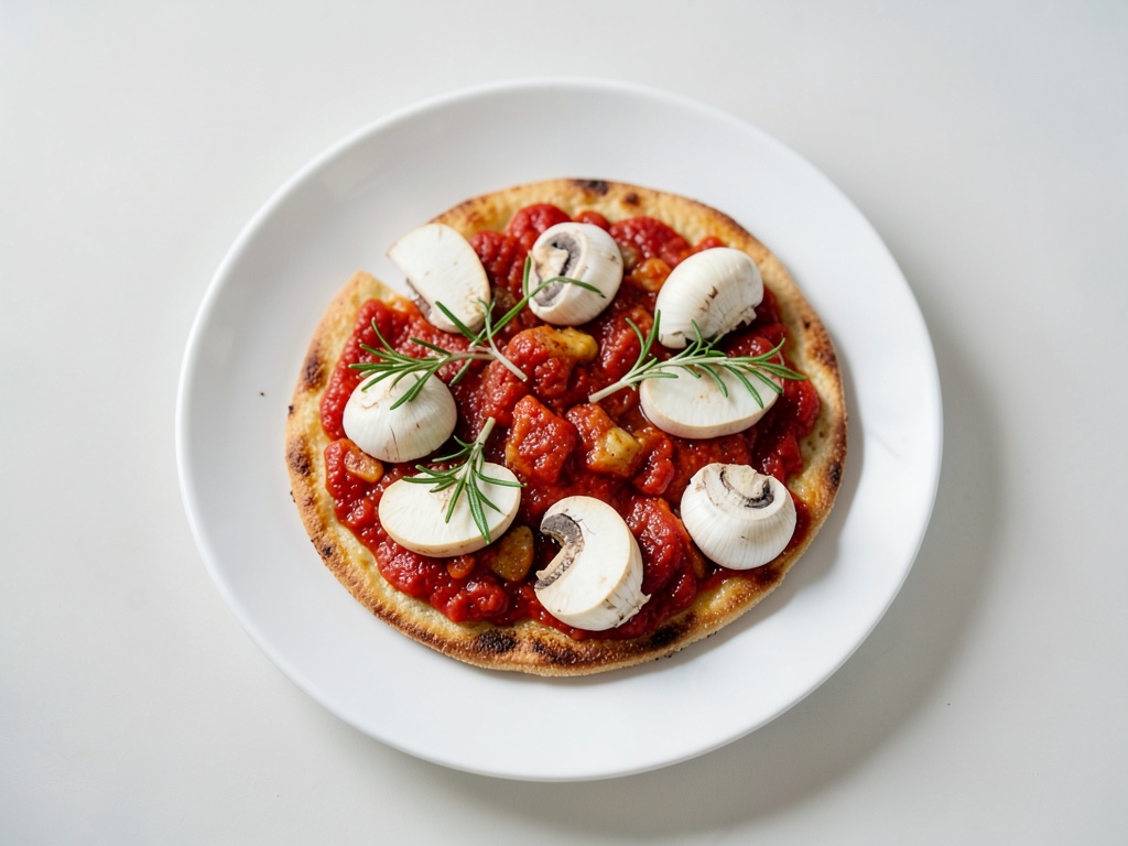 Focaccia croccante ai funghi champignon con olio al rosmeno profumato