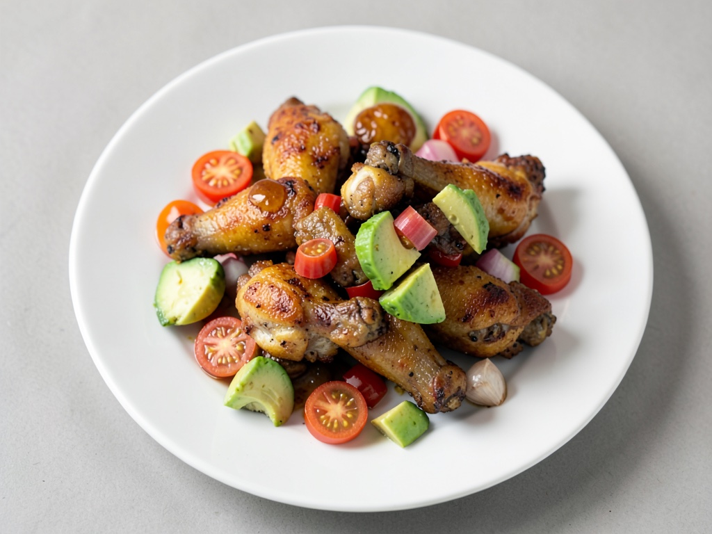 Ali di pollo croccanti con insalata fresca di avocado e pomodoro