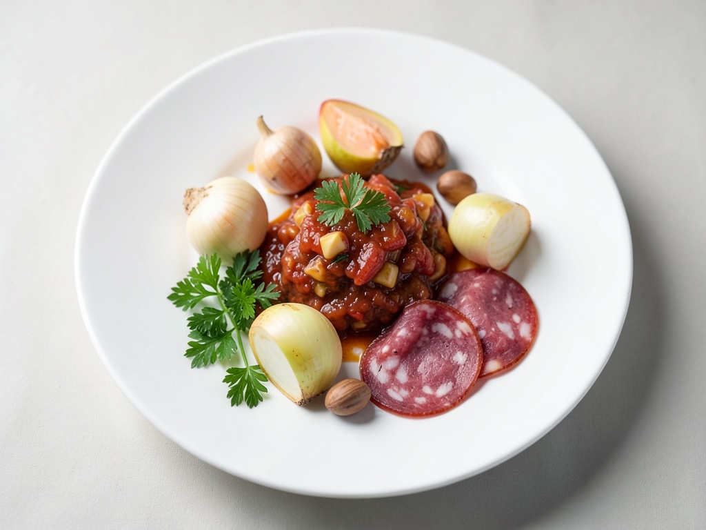 Bocconcini di cicoria con salsa di cachi e salame