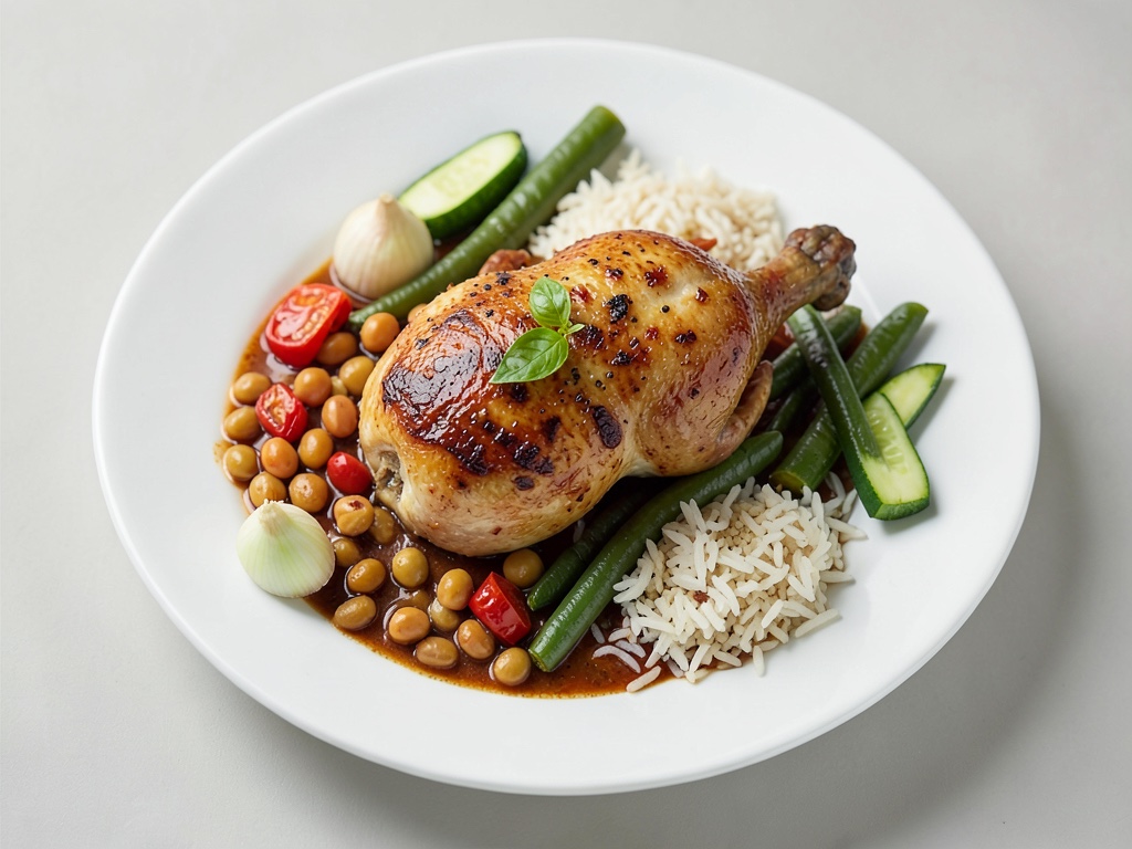 Chicken with Chili, Basil, Beans, and Rice