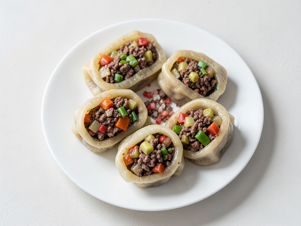 Ravioli di lievito cinesi al vapore con ripieno di carne macinata e verdure
