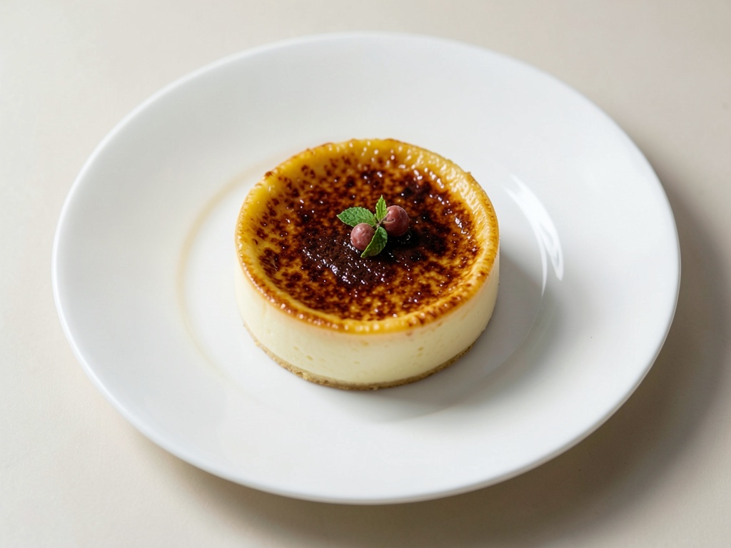Klassische Crème Brûlée mit karamellisierter Zuckerschicht