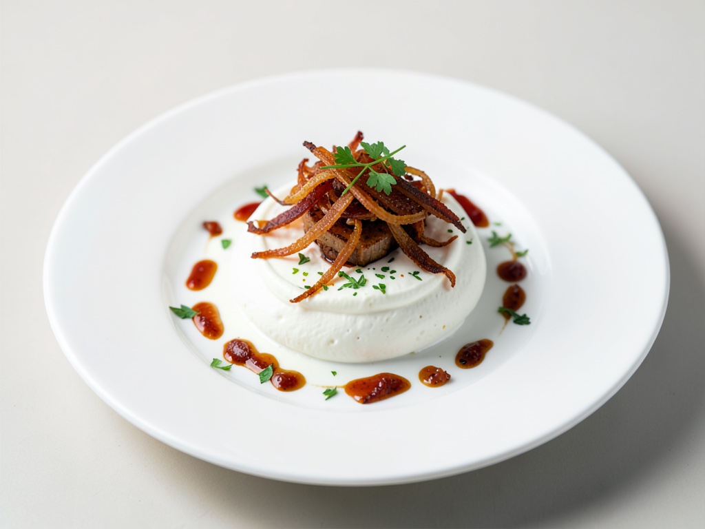 Creme fraiche mit knusprigen Zwiebeln