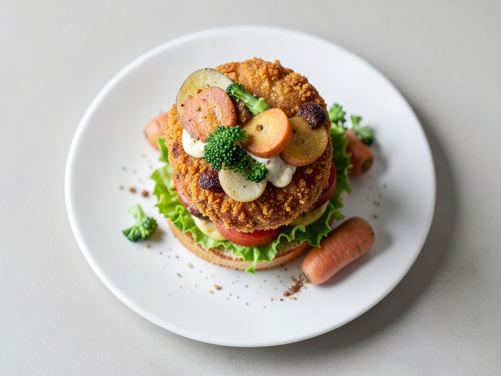 Hamburger croccante al pollo con insalata di cavolo