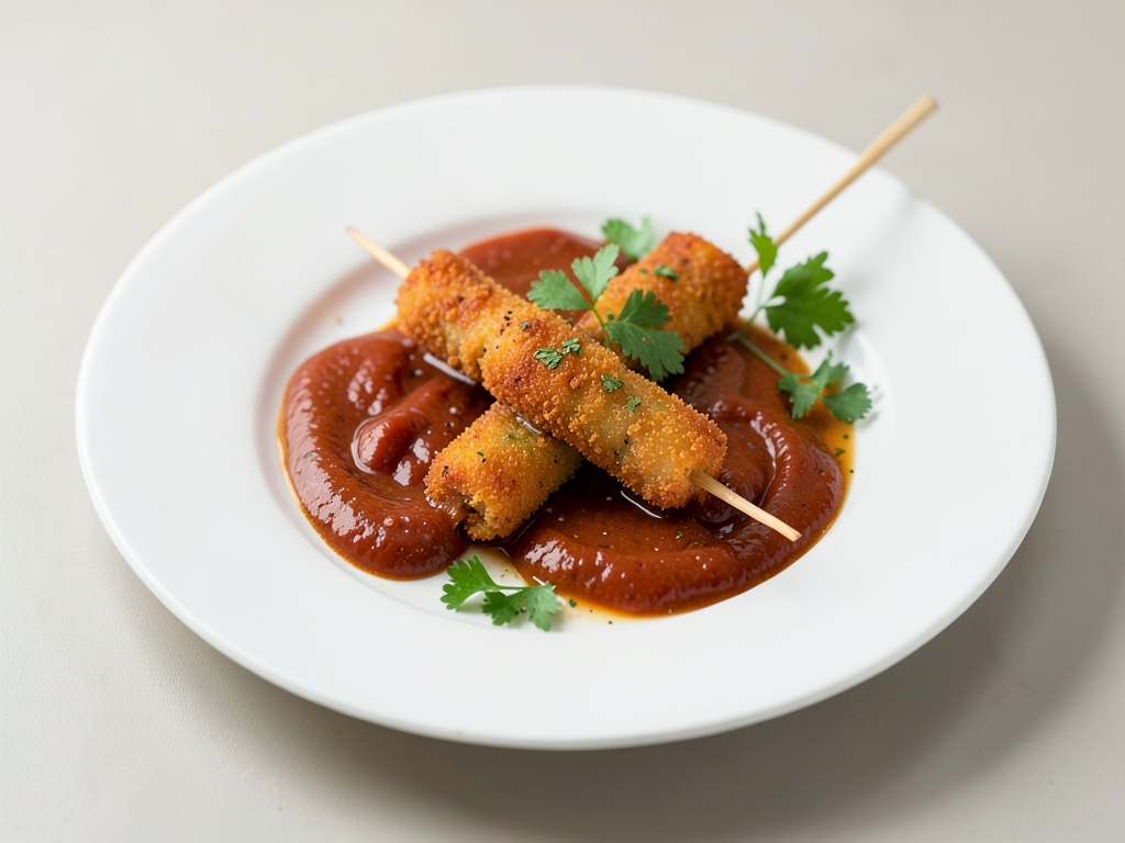 Brochetas crujientes de zanahoria con ketchup de curry