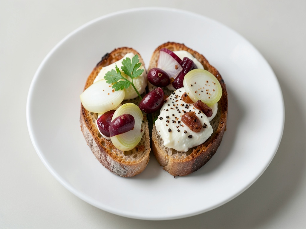 Crostini croustillants aux oignons rouges caramélisés au vin rouge et au fromage bleu