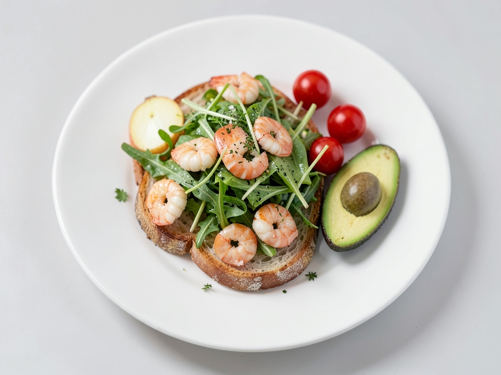 Crostini croccanti con topping fresco di gamberi e avocado