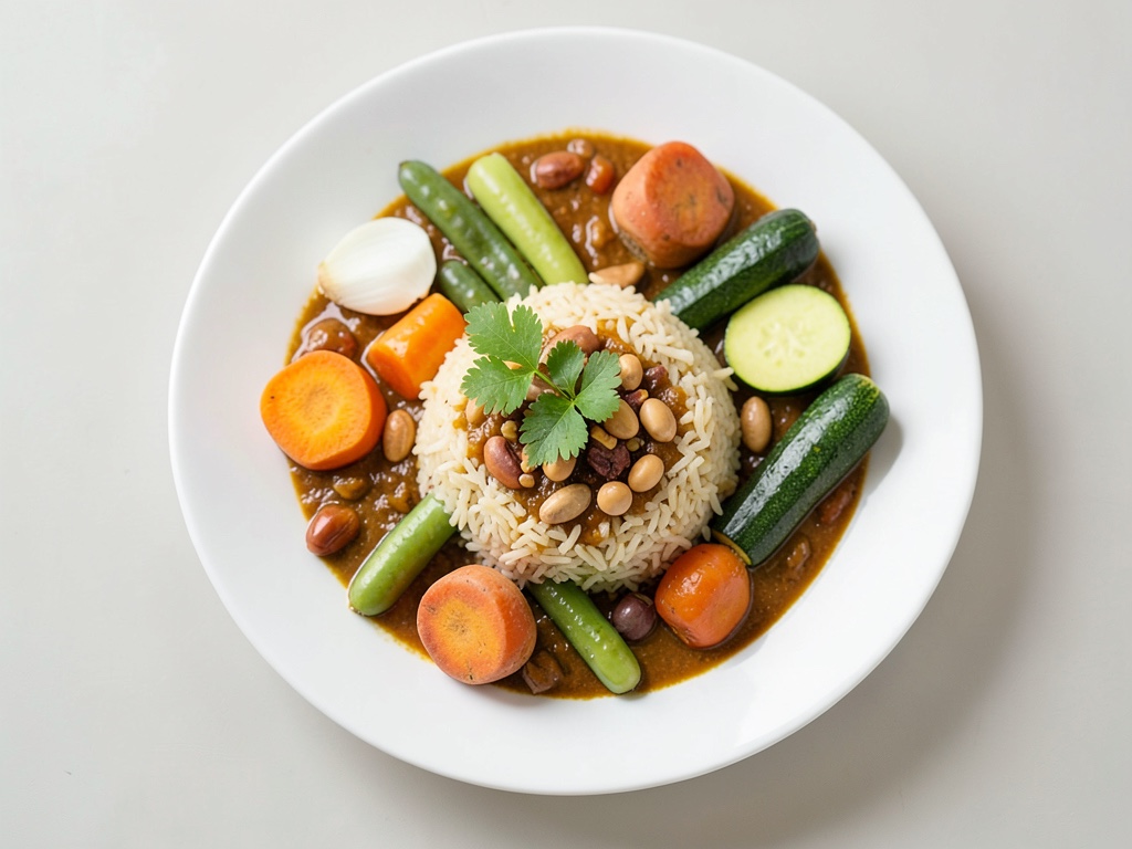 Curry crémeux à la patate douce avec riz et cacahuètes