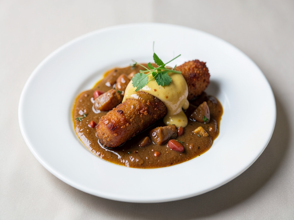 Salsiccia Curry croccante con salsa calda