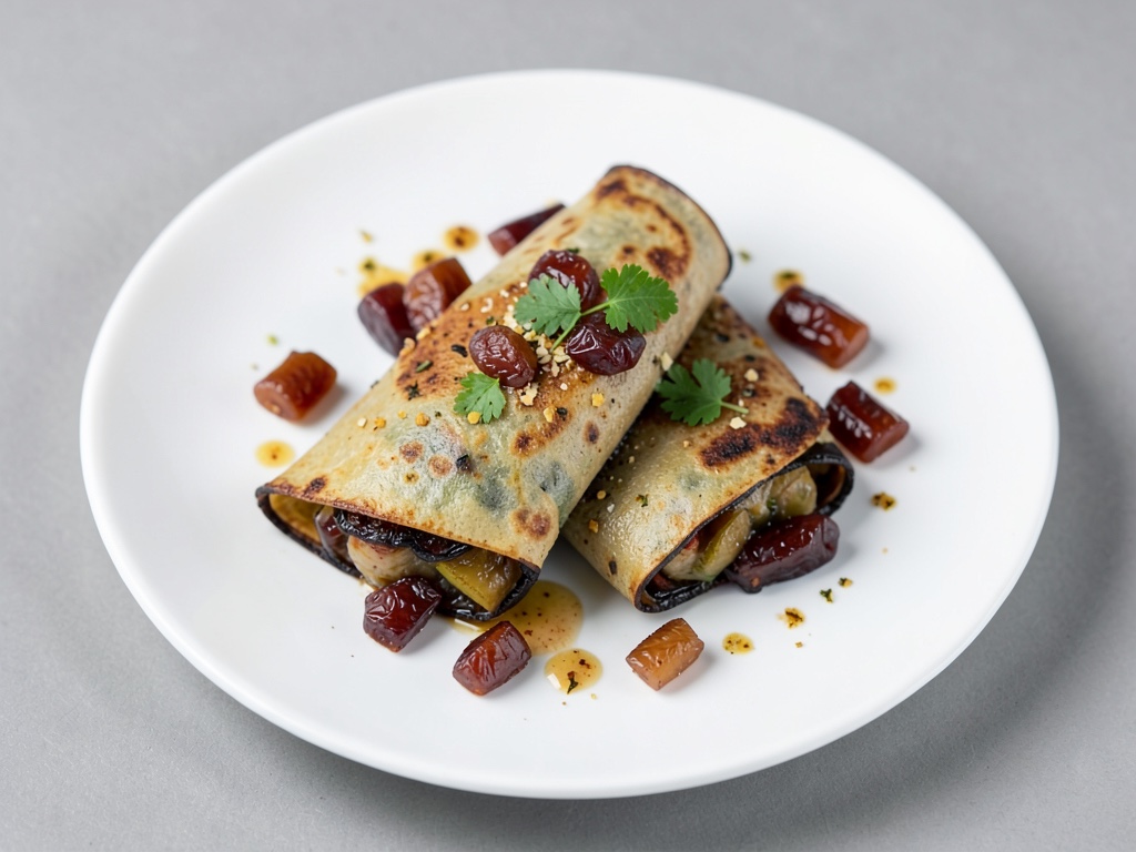 Wraps de berenjena con dátiles