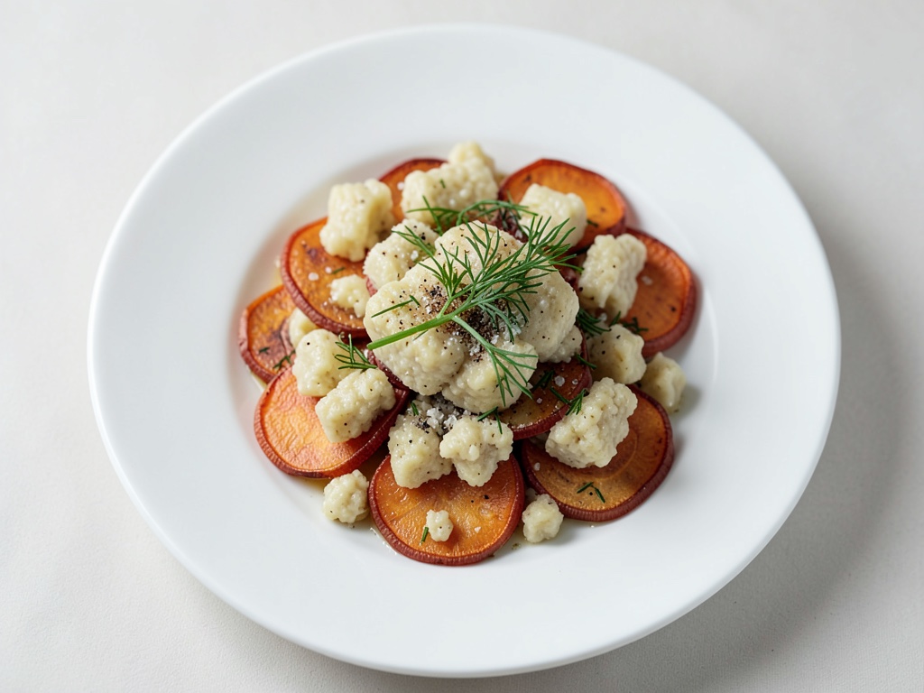 Gnocchi all'aneto con strisce di carote
