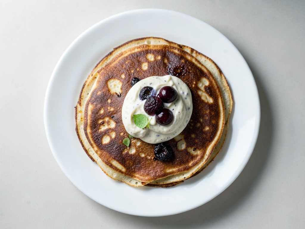 Crêpes de espelta con requesón de arándanos