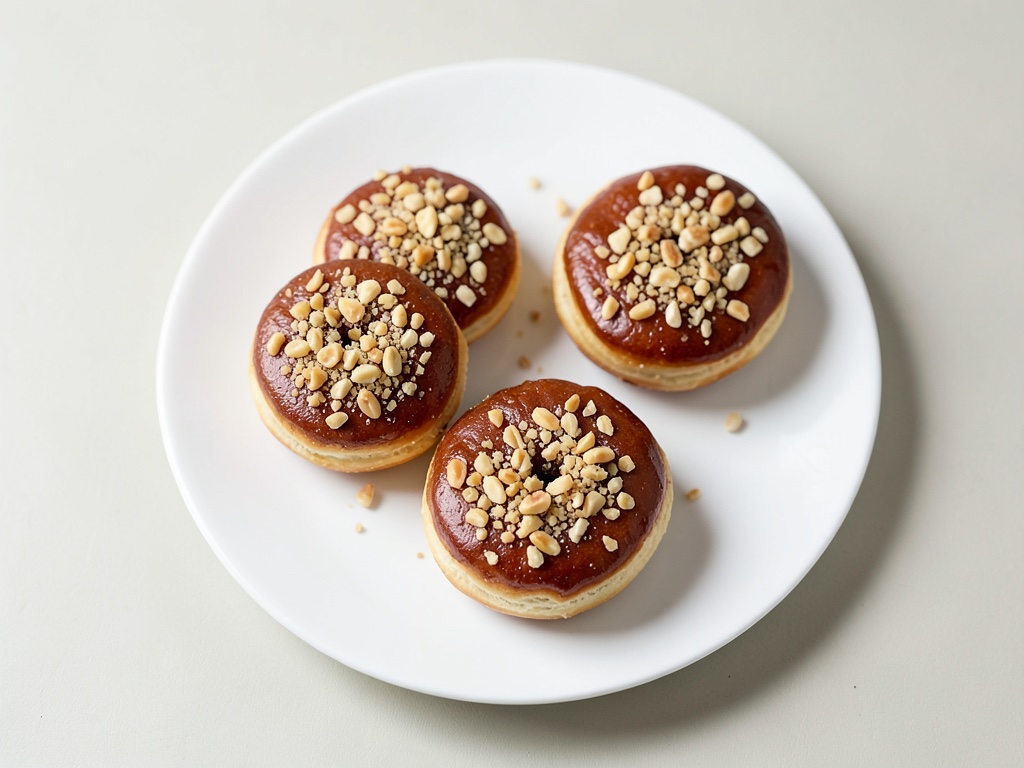 Knusprige Donuts mit Nuss-Guss