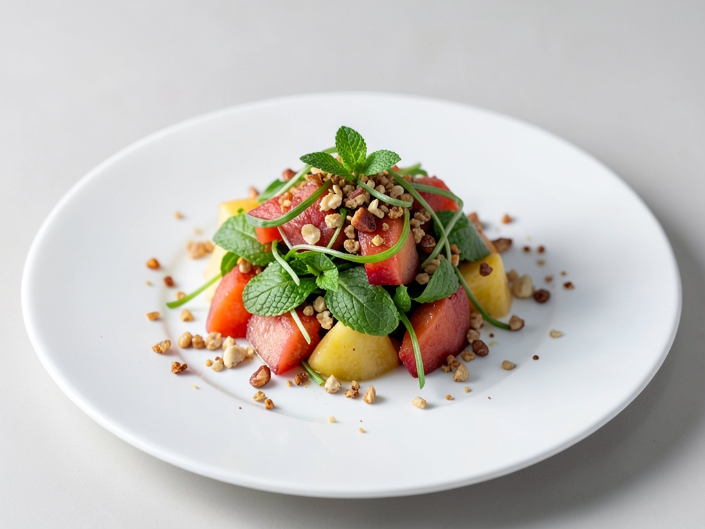 Insalata di melone e menta con pinoli tostati
