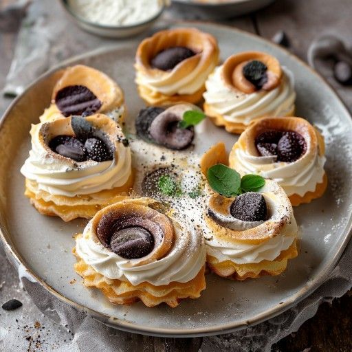Klassische Eclairs mit Sahne-Pudding-Füllung