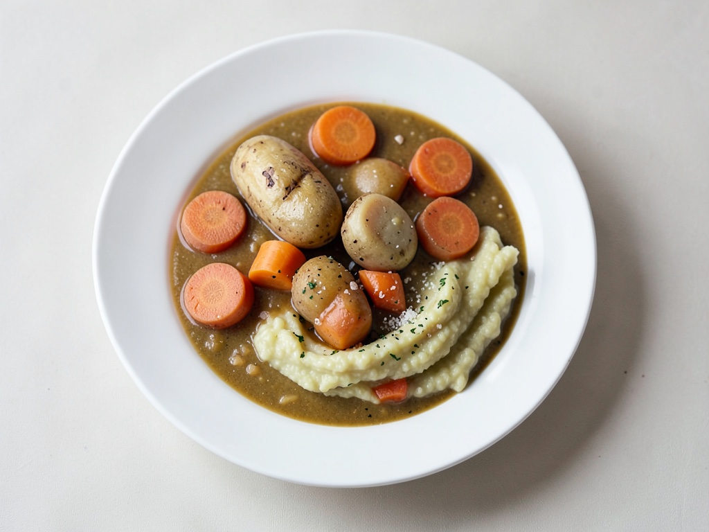 Uova al senf con purè cremoso di carote e patate