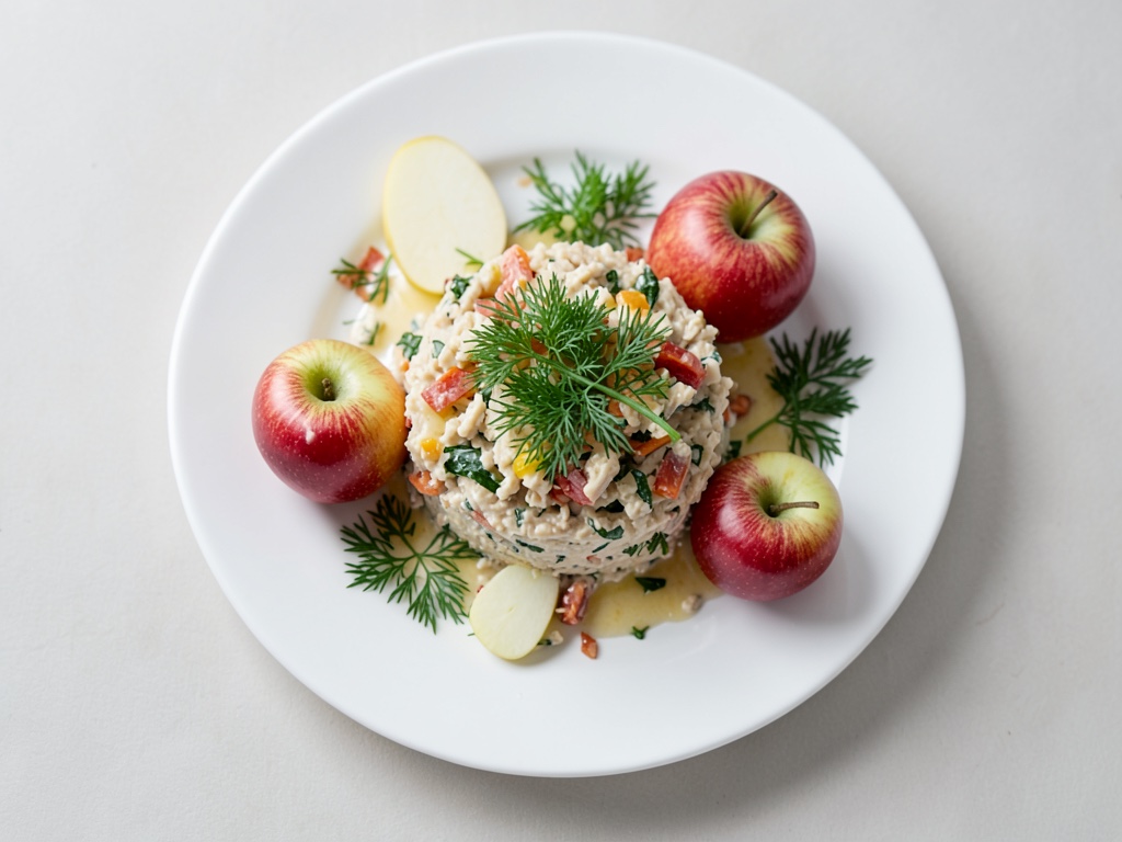 Salade fraîche de pommes aux œufs et herbes