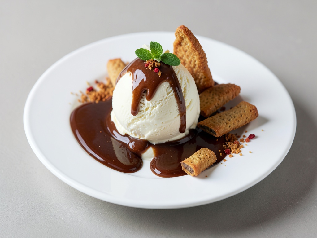 Eiscreme mit hausgemachter Gianduja und Cantuccini