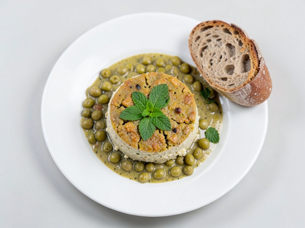 Panino con piselli e formaggio fresco