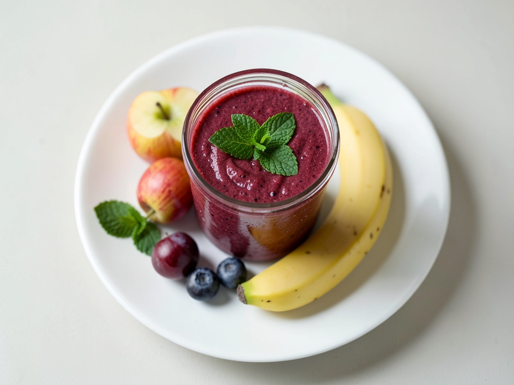 Frischer Erdbeer-Apfel-Minze-Smoothie