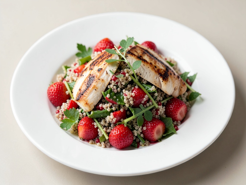 Insalata di quinoa e fragole con pollo alla griglia