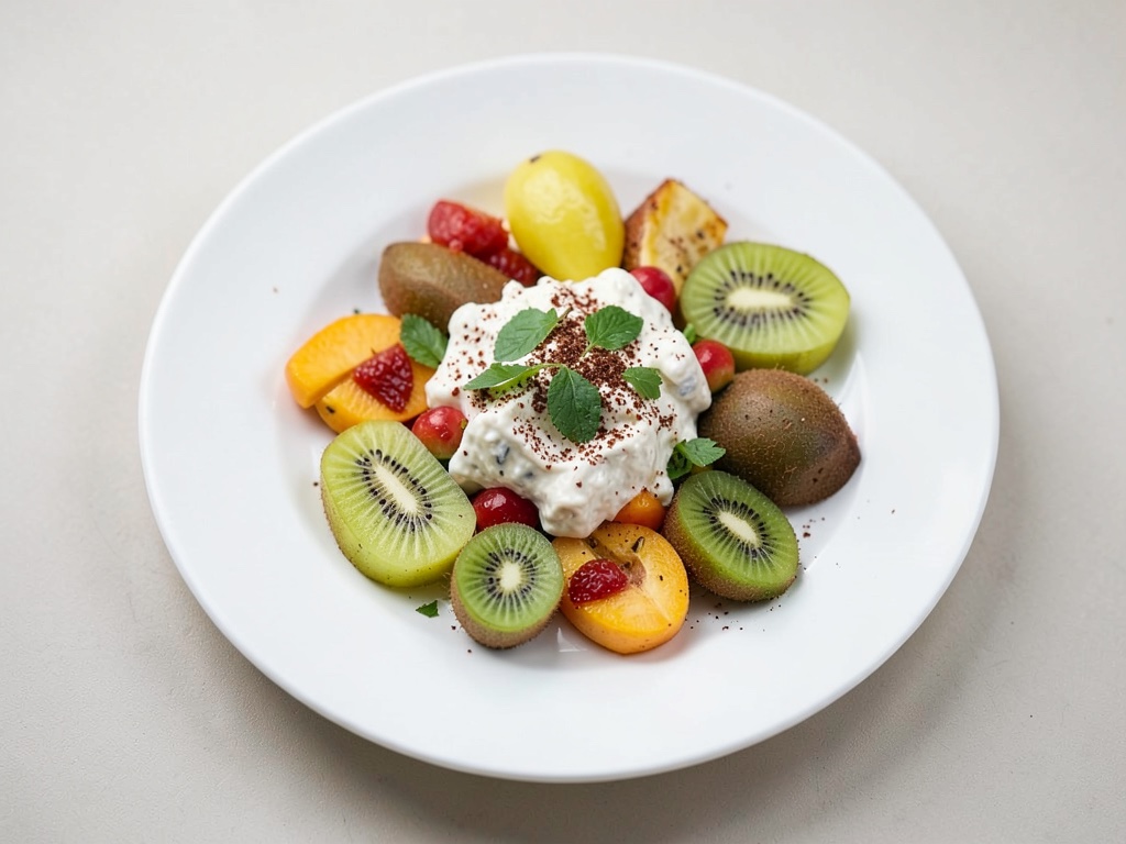 Exotischer Fruchtsalat mit Zimtquark