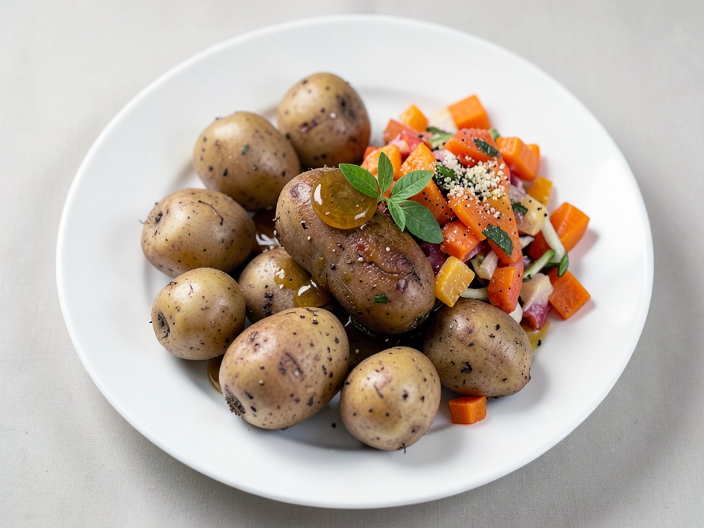 Patate a ventaglio con maionese al peperoncino e insalata di carote e arance